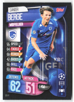 Sander Berge, Kartička, 2019-20 Topps Match Attax UEFA Champions League, BASE