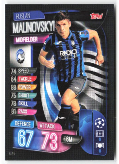 Ruslan Malinovskyi, Kartička, 2019-20 Topps Match Attax UEFA Champions League, BASE