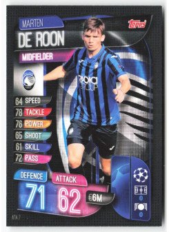 Marten de Roon, Kartička, 2019-20 Topps Match Attax UEFA Champions League, BASE