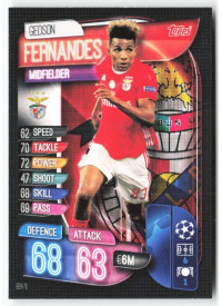 Gedson Fernandes, Card, 2019-20 Topps Match Attax UEFA Champions League, BASE