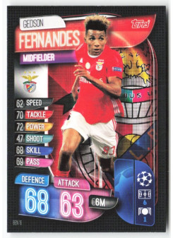 Gedson Fernandes, Card, 2019-20 Topps Match Attax UEFA Champions League, BASE