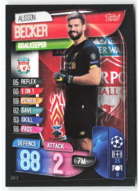 Alisson Becker, Kartička, 2019-20 Topps Match Attax UEFA Champions League, BASE