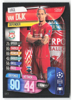 Virgil van Dijk, Kartička, 2019-20 Topps Match Attax UEFA Champions League, BASE
