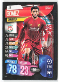 Joe Gomez, Kartička, 2019-20 Topps Match Attax UEFA Champions League, BASE