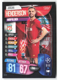 Jordan Henderson, Kartička, 2019-20 Topps Match Attax UEFA Champions League, BASE