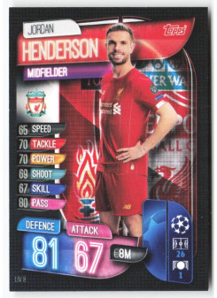 Jordan Henderson, Card, 2019-20 Topps Match Attax UEFA Champions League, BASE