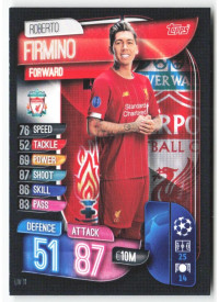 Roberto Firmino, Kartička, 2019-20 Topps Match Attax UEFA Champions League, BASE