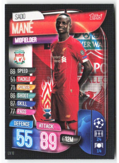 Sadio Mané, Kartička, 2019-20 Topps Match Attax UEFA Champions League, BASE