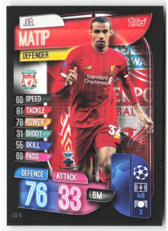 Joel Matip, Kartička, 2019-20 Topps Match Attax UEFA Champions League, BASE