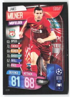 James Milner, Kartička, 2019-20 Topps Match Attax UEFA Champions League, BASE