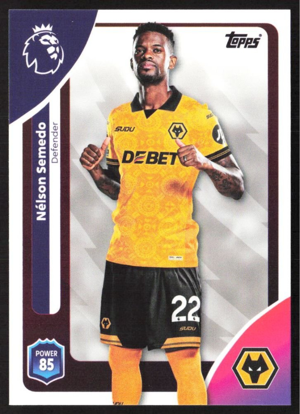 Nélson Semedo, Card, Topps Premier League Debute Edition 2026, BASE