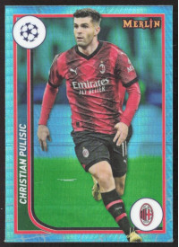 Christian Pulisic, Kartička, Topps Merlin Chrome UEFA Club Competitions 2023-24, Aqua Prism Refractor