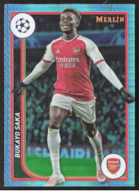 Bukayo Saka, Kartička, Topps Merlin Chrome UEFA Club Competitions 2023-24, Aqua Prism Refractor