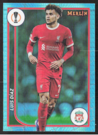Luis Diaz, Kartička, Topps Merlin Chrome UEFA Club Competitions 2023-24, Aqua Prism Refractor