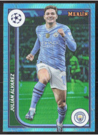 Julian Alvarez, Kartička, Topps Merlin Chrome UEFA Club Competitions 2023-24, Aqua Prism Refractor