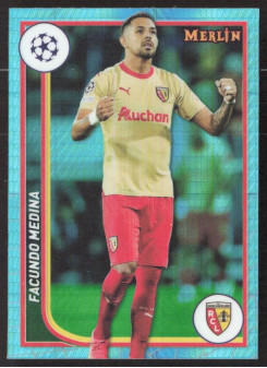 Facundo Medina, Kartička, Topps Merlin Chrome UEFA Club Competitions 2023-24, Aqua Prism Refractor