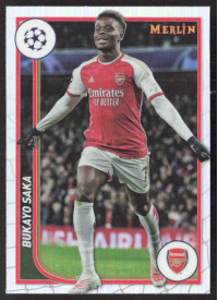 Bukayo Saka, Kartička, Topps Merlin Chrome UEFA Club Competitions 2023-24, Refractor