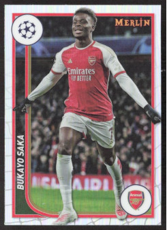 Bukayo Saka, Kartička, Topps Merlin Chrome UEFA Club Competitions 2023-24, Refractor