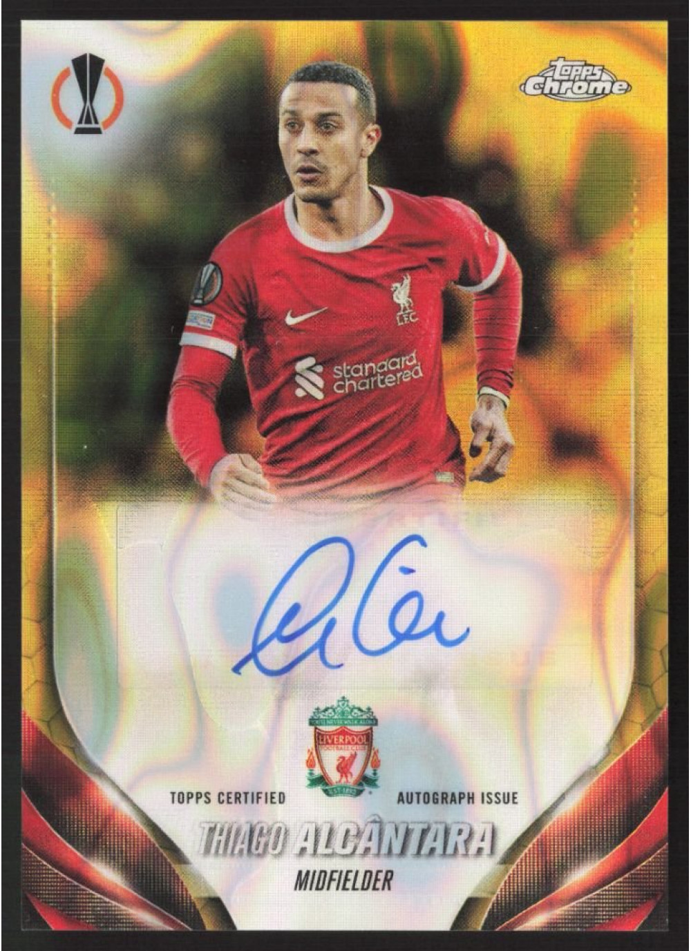 Thiago Alcântara, Kartička, Topps Chrome UEFA Club Competitions 2023-24, Gold Lava Refractor