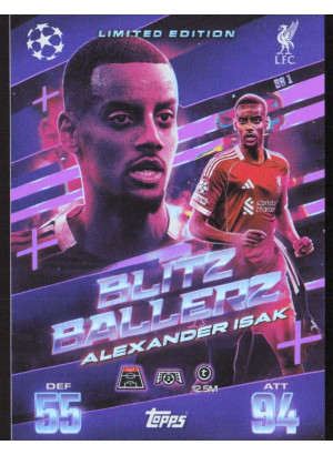 Alexander Isak, Kartička, 2025-26 Topps Match Attax EXTRA UEFA Champions League, INSERT