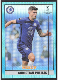 Christian Pulisic, Kartička, Topps Merlin Chrome UEFA Club Competitions 2020-2021, Aqua Prism
