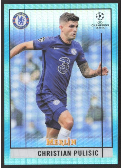 Christian Pulisic, Kartička, Topps Merlin Chrome UEFA Club Competitions 2020-2021, Aqua Prism