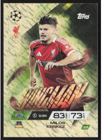 Milos Kerkez, Kartička, 2025-26 Topps Match Attax EXTRA UEFA Champions League, INSERT