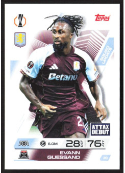 Evann Guessand, Kartička, 2025-26 Topps Match Attax EXTRA UEFA Champions League, BASE