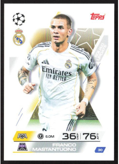 Franco Mastantuono, Kartička, 2025-26 Topps Match Attax EXTRA UEFA Champions League, BASE