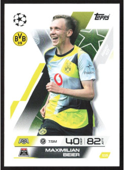 Maximillan Beier, Kartička, 2025-26 Topps Match Attax EXTRA UEFA Champions League, BASE