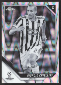 Giorgio Chiellini, Kartička, 2021-22 Topps Chrome UEFA Champions League, Black and White Ray Wave