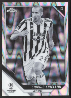 Giorgio Chiellini, Kartička, 2021-22 Topps Chrome UEFA Champions League, Black and White Ray Wave