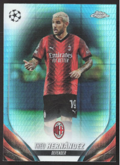 Theo Hernández, Kartička, Topps Chrome UEFA Club Competitions 2023-24, Aqua Prism Refractor