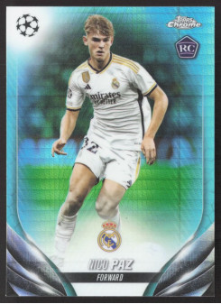 Nico Paz, Kartička, Topps Chrome UEFA Club Competitions 2023-24, Aqua Prism Refractor