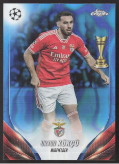 Orkun Kökçü, Kartička, Topps Chrome UEFA Club Competitions 2023-24, Blue Lava Refractors