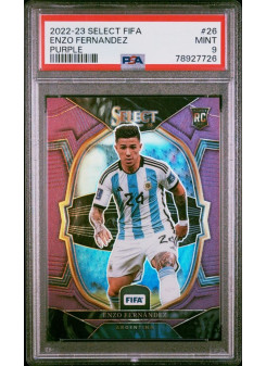 Enzo Fernandez, Kartička, 2022-23 Panini Select FIFA Soccer, GRADED, PSA 9