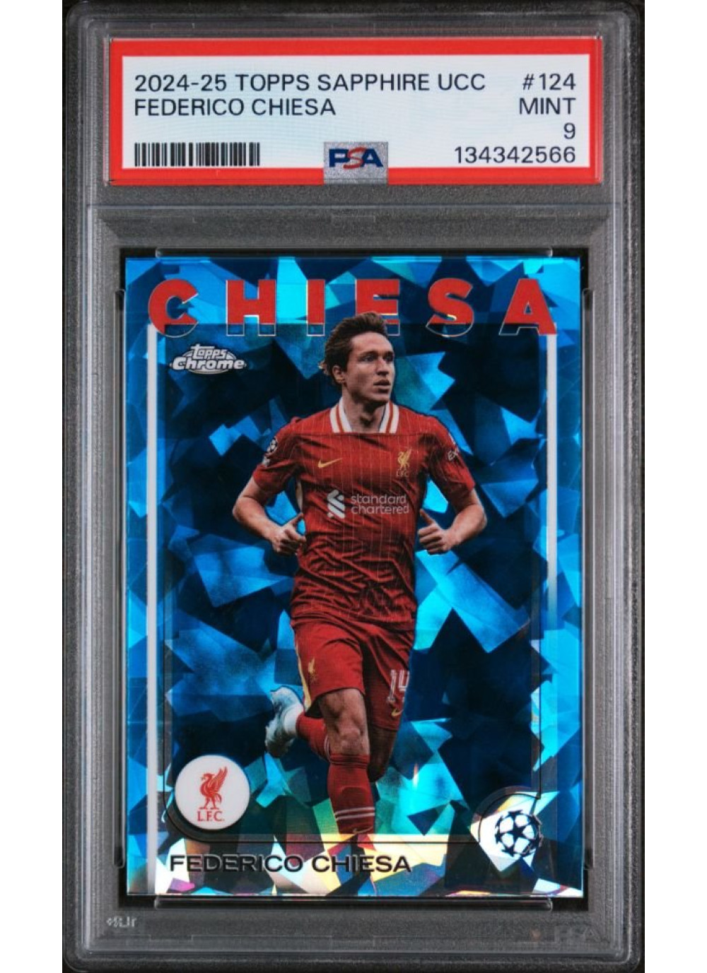 Federico Chiesa, Kartička, Topps Chrome UEFA Club Competitions 2024-2025, PSA 9, Sapphire