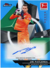 Jiri Pavlenka, Kartička, 2020-21 Topps Finest Bundesliga, AUTOGRAPH