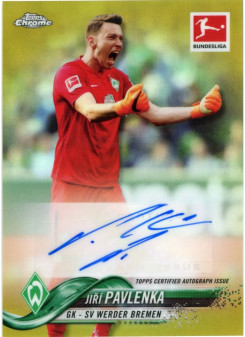 Jiri Pavlenka, Kartička, 2018-19 Topps Chrome Bundesliga, AUTOGRAPH