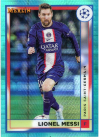 Lionel Messi, Kartička, Topps Merlin Chrome UEFA Club Competitions 2022-2023, Aqua Prism Refractor