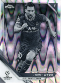 Lionel Messi, Card, 2021-22 Topps Chrome UEFA Champions League, Black and White Ray Wave