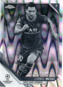 Lionel Messi, Card, 2021-22 Topps Chrome UEFA Champions League, Black and White Ray Wave