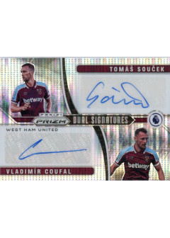 Tomas Soucek - Vladimir Coufal, Kartička, 2021-22 Panini Prizm Premier League, AUTOGRAPH